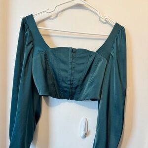 Urban Outfitters Teal Smocked Top